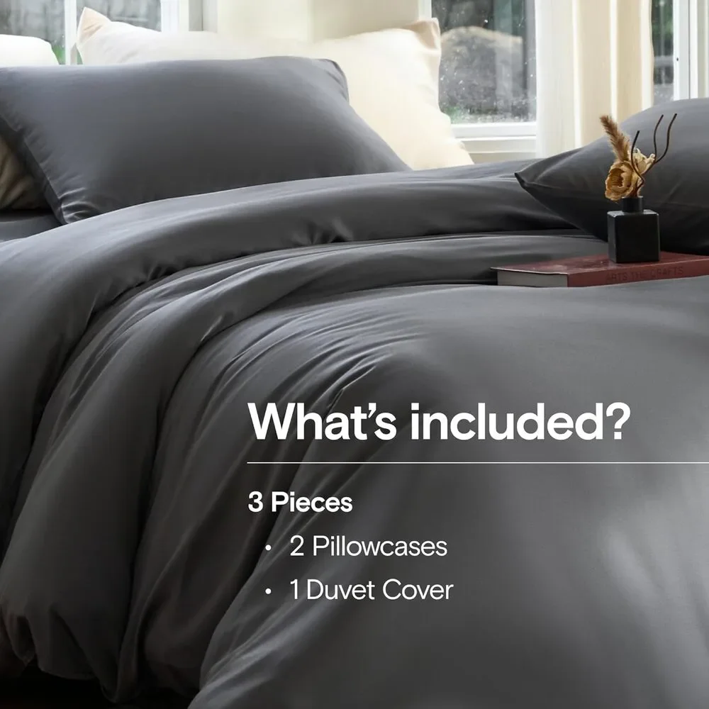 NWT DOZ by Sijo 100% Cotton Duvet Cover 3 PC Set w/2 Shams Storm Gray , King